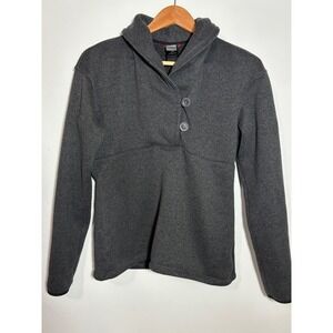 The North Face Women Charcoal Gray Shawl Collar Fleece Pullover Sweater M